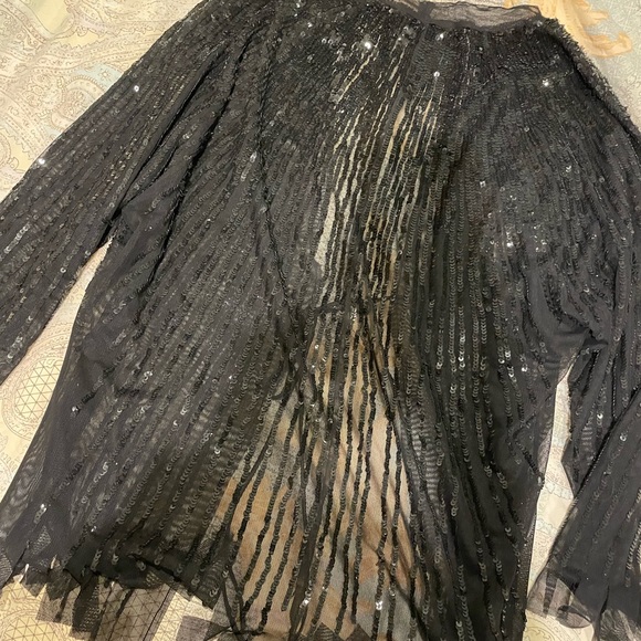 BCBGMAXAZRIA Vintage Sequin Mesh Tie Cardigan - Picture 3 of 3